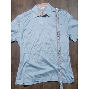 Brioni Mens Light Blue 100% Cotton Short Sleeve Polo Shirt Made in Italy Size S